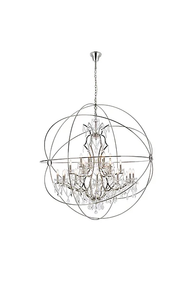 Elegant Geneva 25 Light Polished Nickel Chandelier Clear Royal Cut Crystal 1130G60PN/RC