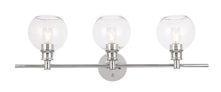 Elegant Collier 3 Light Chrome and Clear Glass Wall Sconce LD2318C