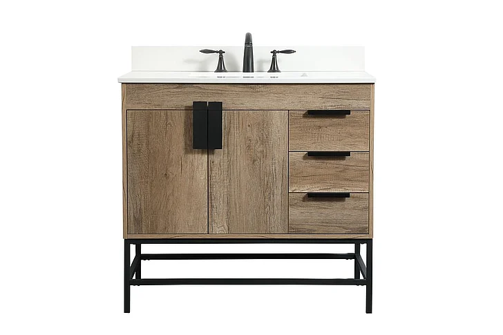Elegant 36 In. Single Bathroom Vanity in Natural Oak with Backsplash VF48836NT-BS