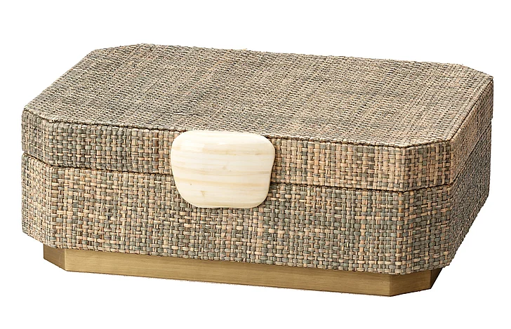 Jamie Young Jamie Young Eden Raffia Decorative Box, Grey 7EDEN-BXGR