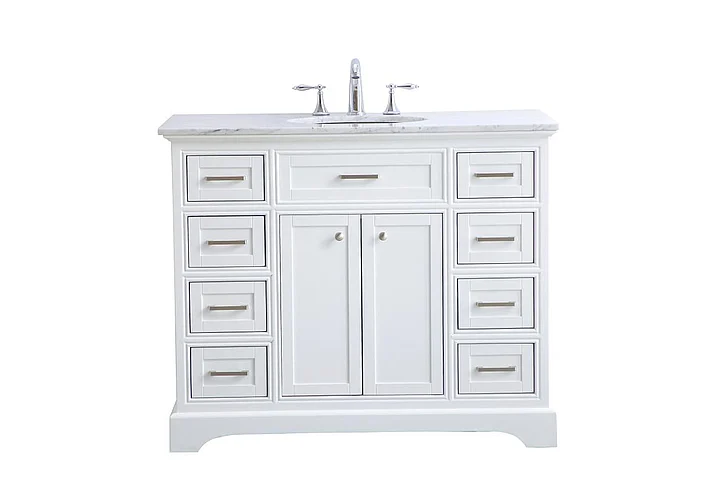 Elegant 42 In. Single Bathroom Vanity Set in White VF15042WH