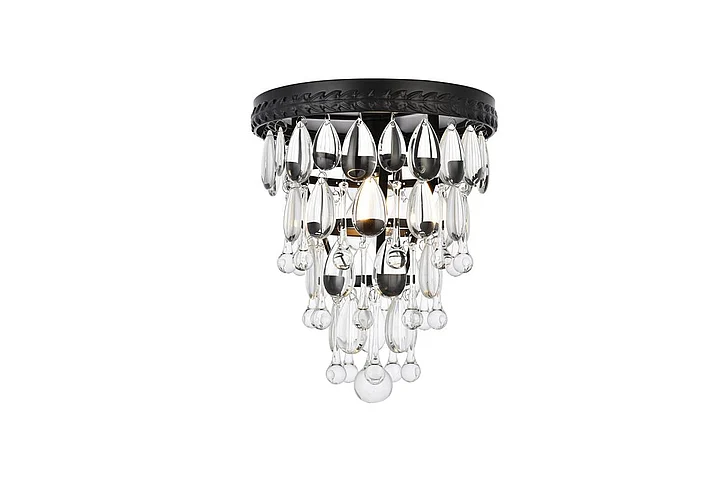 Elegant Nordic 1 Light Black Flush Mount 1219F9BK/RC