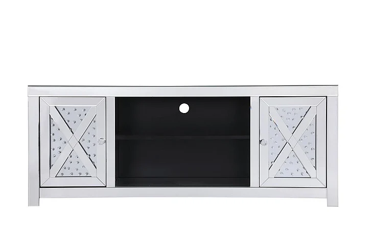 Elegant 59 In. Crystal Mirrored TV Stand MF9904