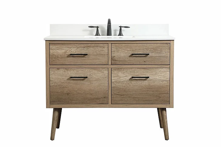 Elegant 42 In. Single Bathroom Vanity in Natural Oak with Backsplash VF41042NT-BS CLOSEOUT