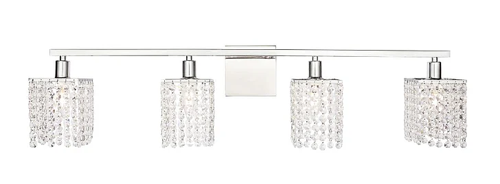 Elegant Phineas 4 Light Chrome and Clear Crystals Wall Sconce LD7013C