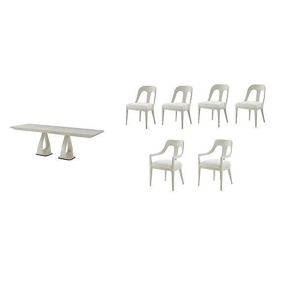 Theodore Alexander Essence 7pc Dining Table Set in Opal