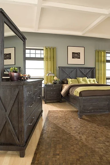 Modus Yosemite 4-Piece Low Profile Bedroom Set in Cafe