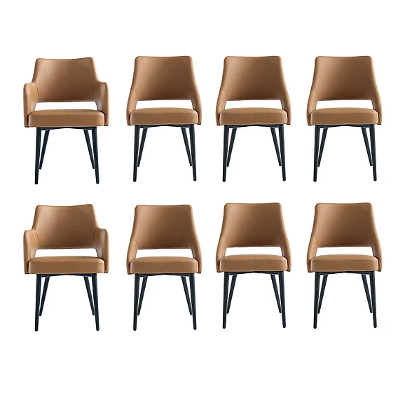 Manhattan Comfort Tremont 8-Piece Dining Chair Set in Saddle 8-DC104-SD