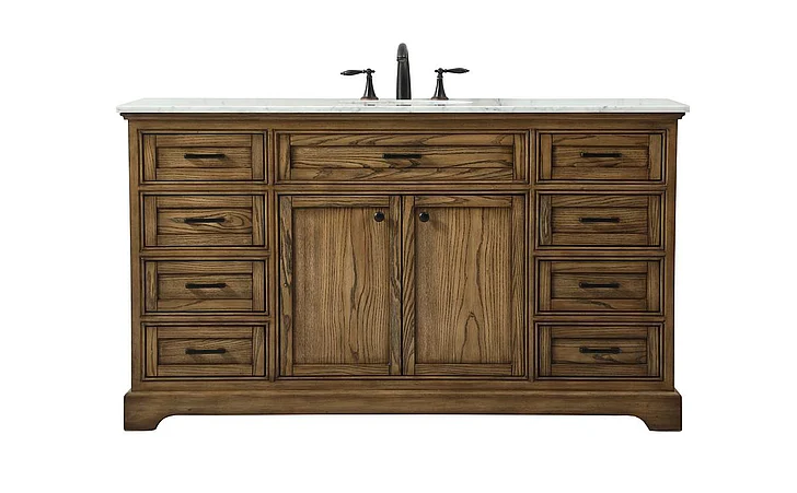 Elegant 60 In. Single Bathroom Vanity in Driftwood VF15060DW