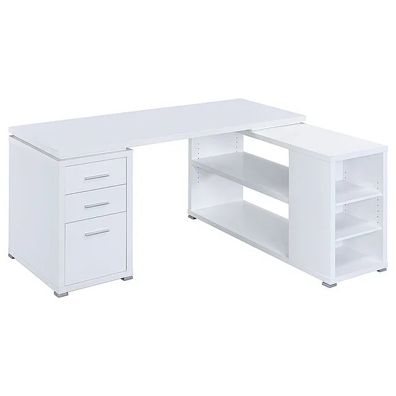 Coaster Yvette L-shape Office Desk White in White 800516