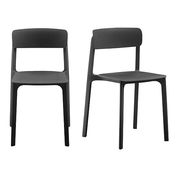 Euro Style Tibo Stackable Outdoor Side Chair in Black 80074-BLK (Set of 2)