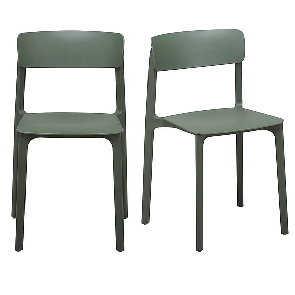 Euro Style Tibo Stackable Outdoor Side Chair in Green 80074-GRN (Set of 2)