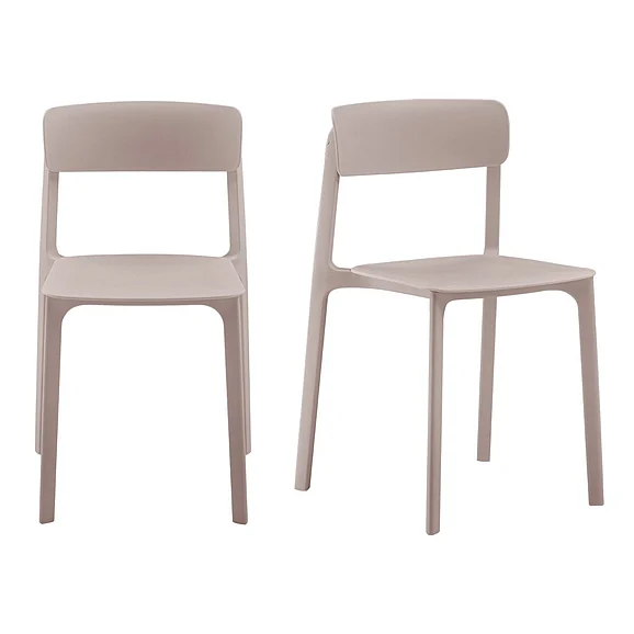 Euro Style Tibo Stackable Outdoor Side Chair in Taupe 80074-TPE (Set of 2)