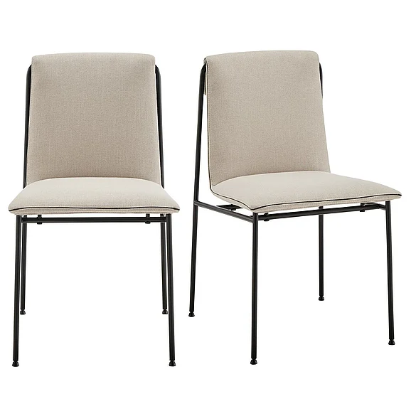 Euro Style Ludvig Side Chair in Tan Fabric with Black Steel Legs 80078TAN (Set of 2)