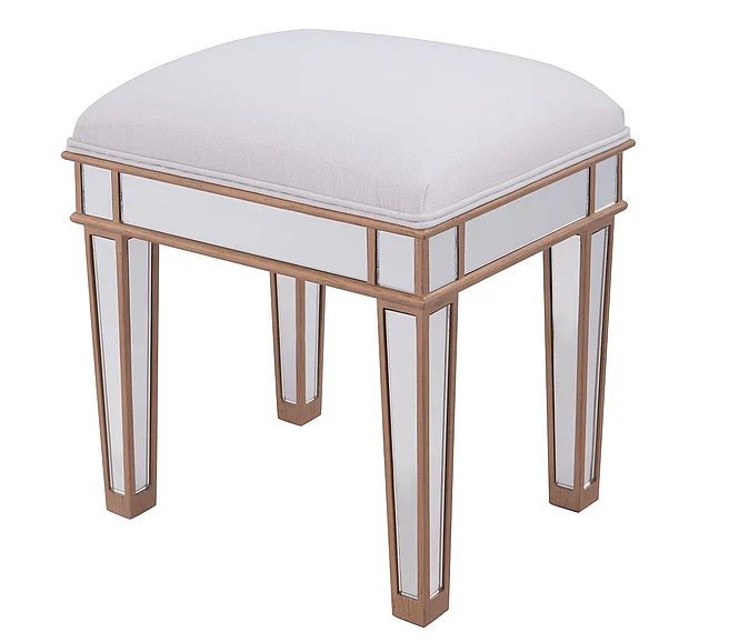 Elegant Dressing Stool 18 In. x 14 In. x 18 In. in Gold Paint MF6-1107G CLOSEOUT