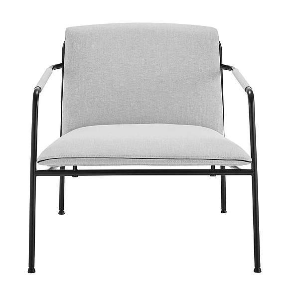 Euro Style Ludvig Lounge Chair in Light Gray Fabric with Black Frame 80080LTGRY