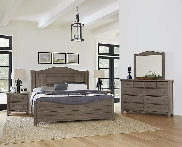 Vaughan Bassett Cool Farmhouse 2pc Sleigh Bedroom Set in Grey