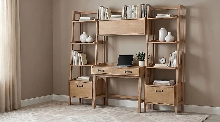 Coaster Fabian 4pc Home Office Set in Distressed Light Brown