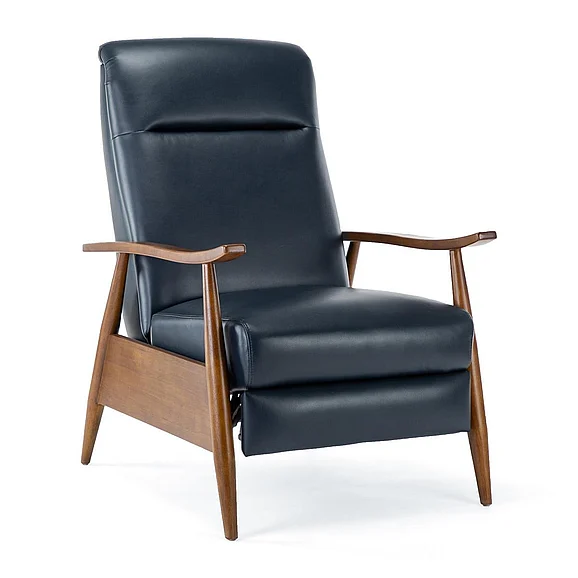 Comfort Pointe Solaris Wood Arm Push Back Recliner - Midnight Blue 8022-14