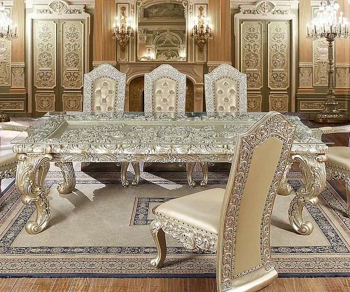 Homey Design HD-8022 Dining Table in Belle Silver HD-DT8022