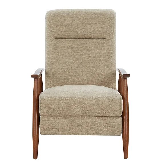 Comfort Pointe Terni Wood Arm Push Back Recliner in Performance Fabric - Rawhide in Rawhide 8022PF-05