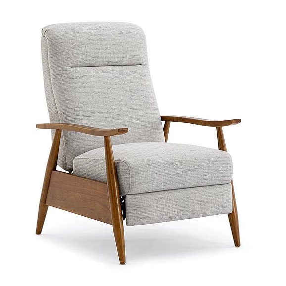 Comfort Pointe Terni Wood Arm Push Back Recliner in Performance Fabric - Sea Oat 8022PF-07