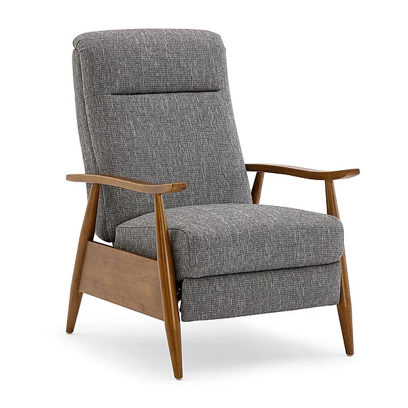 Comfort Pointe Terni Wood Arm Push Back Recliner in Performance Fabric - Ashen Grey 8022PF-27