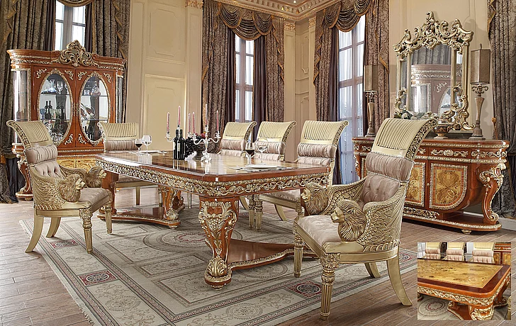 Homey Design HD-8024 9pc Dining Room Set in Light Cherry