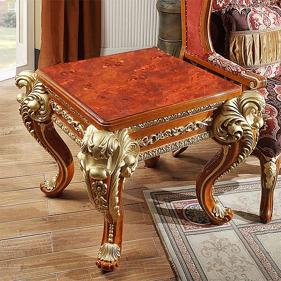 Homey Design HD-8024 - End Table in Cedar Red w/Gold Highlight HD-E8024