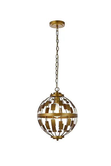 Elegant Levante 1 Light Pendant in Brass LD7075D12BR CLOSEOUT