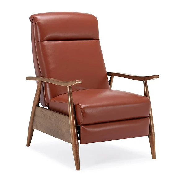 Comfort Pointe Fairview Leather Wood Arm Push Back Recliner - Caramel 8050-57