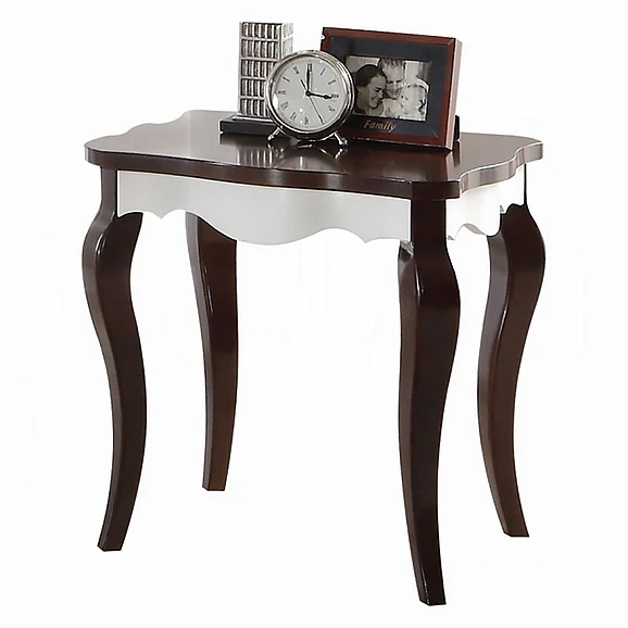 ACME Mathias End Table in Walnut and White 80682