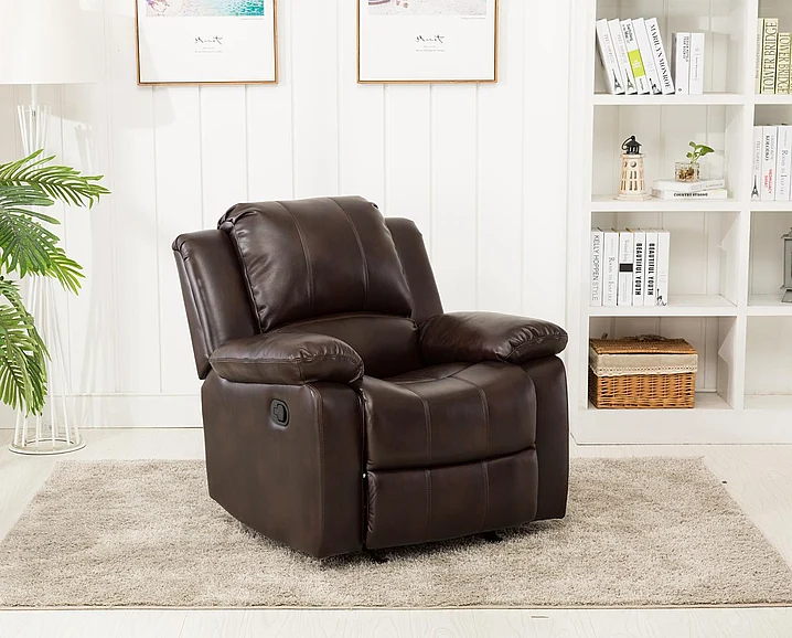 Comfort Pointe Clifton Burnished Brown Leather Gel Glider Rocker Recliner 8070-40