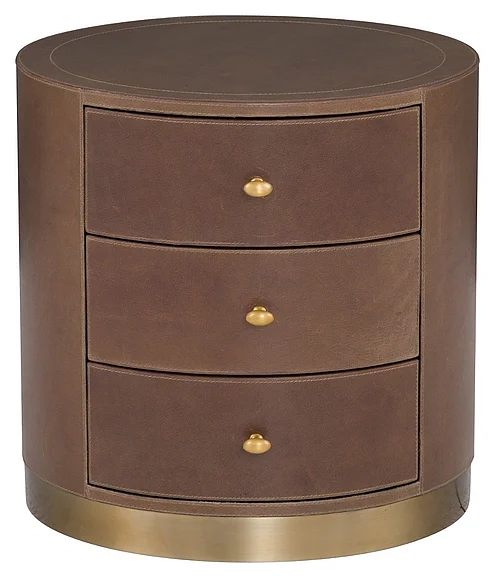 Fairfield Chair Dimitri Three Drawer Round End Table in Kafe 8071-19