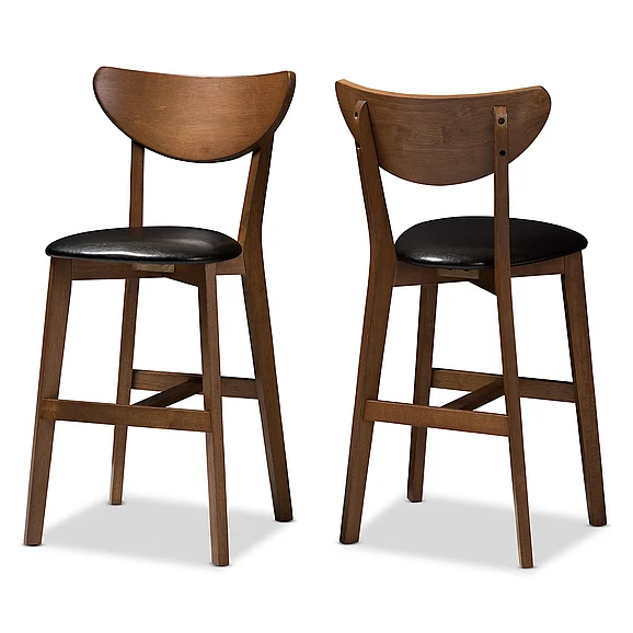 Baxton Studio Eline Black Upholstered Counter Stool (Set of 2) 8075