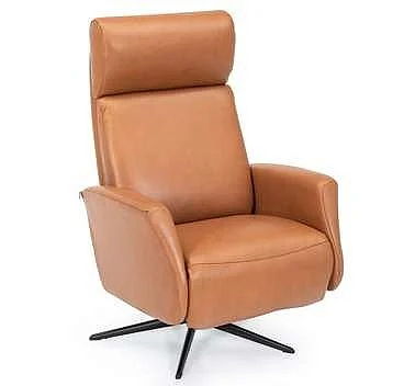 Hjort Knudsen Swivel Recliner Chair Prime Model 8077 in Light Cognac 8077/FH3M/376/PBSBlack