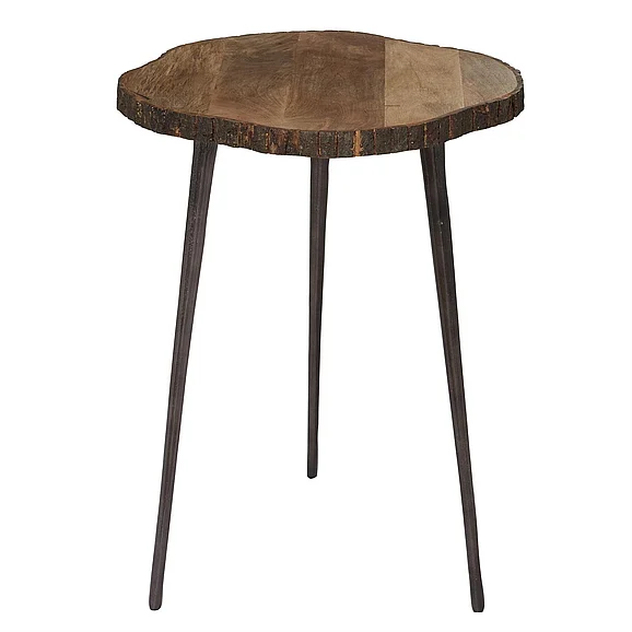 UMA Brown Mango Wood Side End Accent Table, 21" x 21" x 25" | 80794
