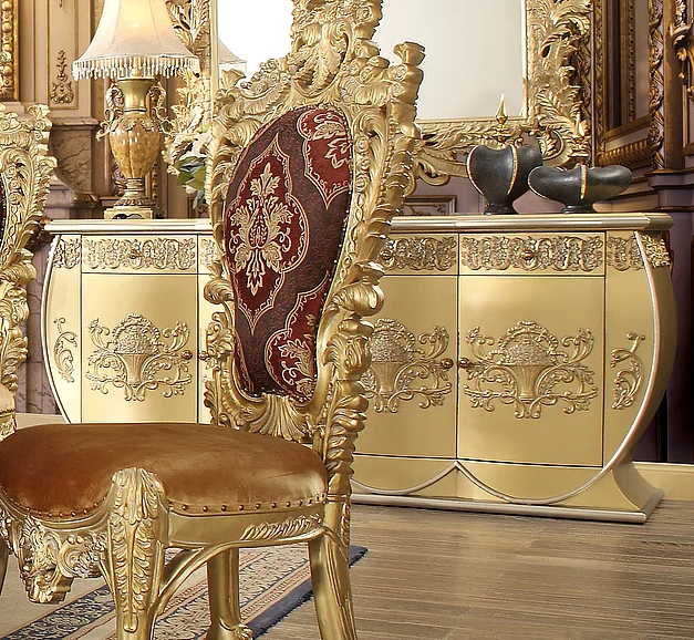 Homey Design HD-8086 Buffet in Metallic Bright Gold HD-BU8086