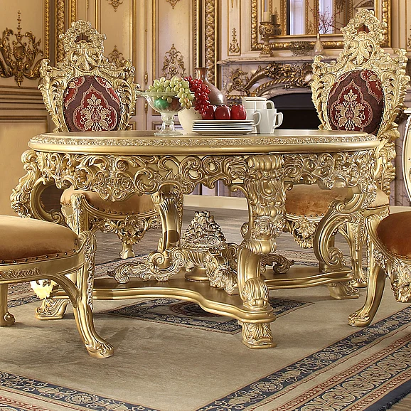 Homey Design HD-8086 Round Dining Table in Metallic Bright Gold HD-DT8086-R