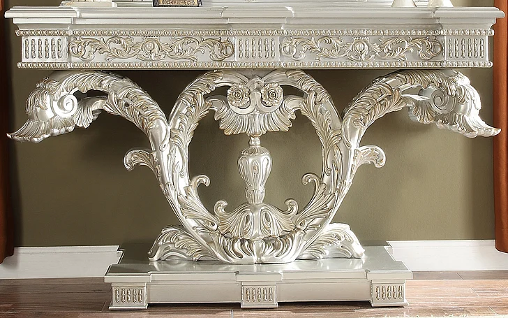 Homey Design HD-8088 Console Table in Metallic Silver HD-CON8088