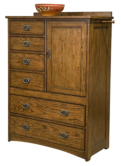 Intercon Furniture Oak Park 6 Drawer Chest with Door in Mission