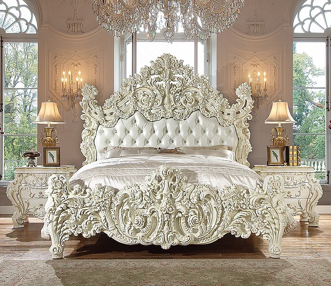 Homey Design HD-8089 King Upholstered Bed in White Gloss HD-EK8089