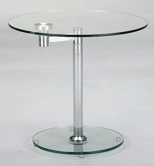 Chintaly 8090 Round Glass Lamp Table in Chrome 8090-LT