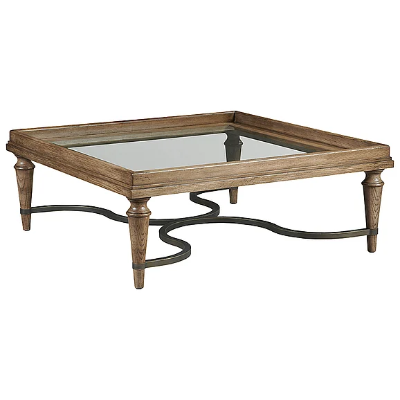 Fairfield Chair Cheneais Square Cocktail Table w/Glass Top in French Oak 8092-92