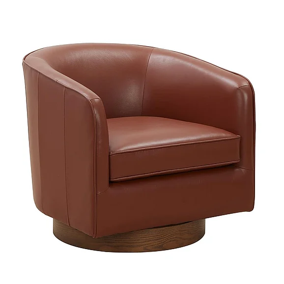 Comfort Pointe Taos Caramel Top Grain Leather Wood Base Swivel Chair 8094-57L