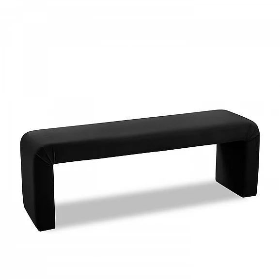 Meridian Minimalist Velvet Bench in Black Velvet 174Black