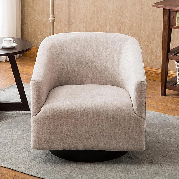 Comfort Pointe Geneva Oatmeal Wood Base Swivel Chair 8095-09