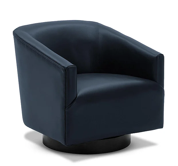 Comfort Pointe Gaven Midnight Blue Wood Base Swivel Chair 8095-14