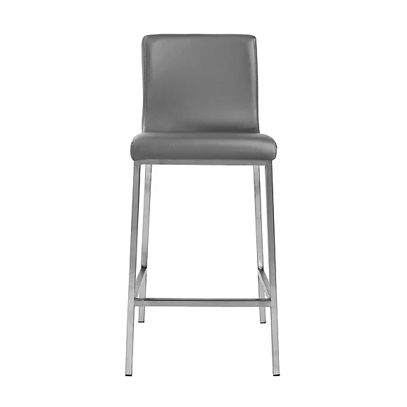 Euro Style Scott Counter Stool in Gray and Brushed Stainless Steel (Set of 2) 80955GRY CLOSEOUT