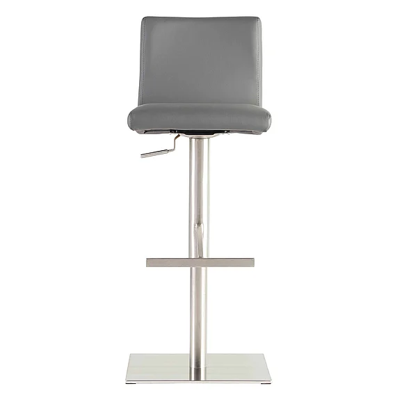 Euro Style Scott Adjustable Bar/Counter Stool In Gray With Brushed Stainless Steel Base 80974GRY CLOSEOUT